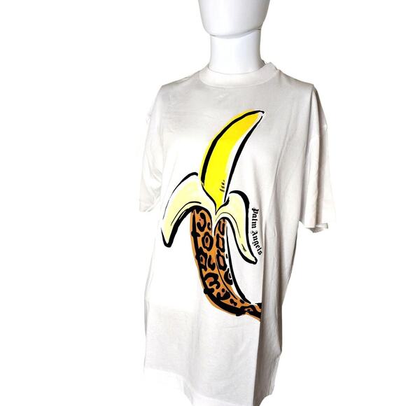 NWT PALM ANGELS Leopard Banana Classic Tee in White Size L - Picture 2 of 13